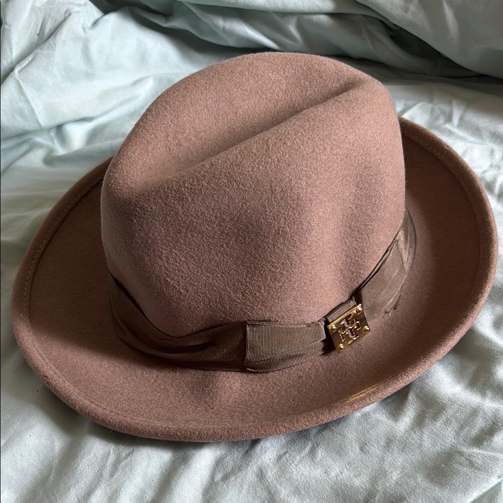 Tory Burch Brown Fedora Hat with Wide Brim